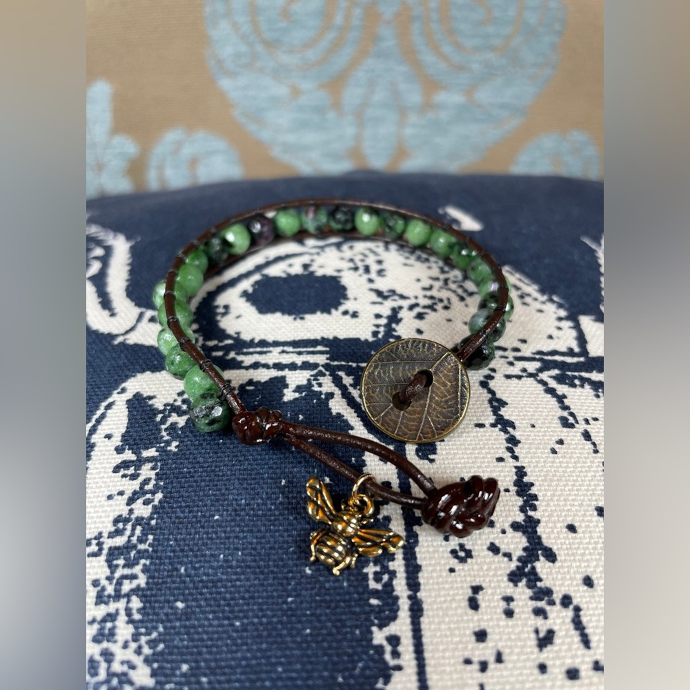 Stackable Ruby Zoisite Bead Bracelet - image 1